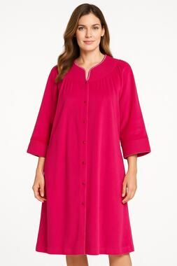 NWT Vintage Evelyn Pearson Vel de Roi Velour Robe Pink USA Made snap front Large